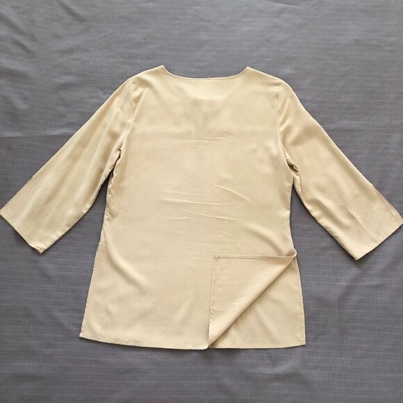 Butter Beige Kaftan Style Silk Blouse - Picture 10 of 10